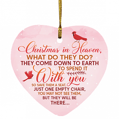 Christmas In Heaven They Still Be There Love from Heaven Gift Flat Holiday Heart Ornament, White, Heart Ornament