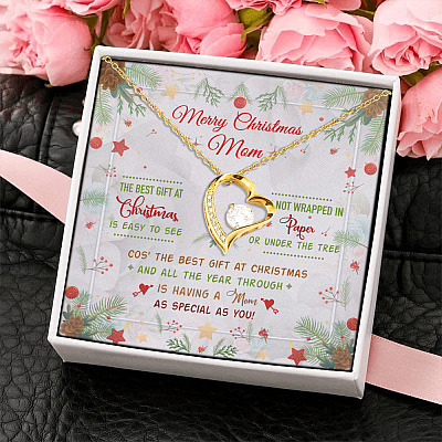 Merry Christmas Mom The Best Gift At Christmas Is Having You Forever Love Pendant Necklace