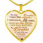 Sunflower To My Daughter From The Moment I Held You In My Arms I Knew You Were Special Heart Pendant Necklace - Heart Luxury Necklace (Gold Plated)