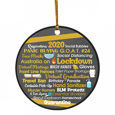 Engraved 2020 Events Quarantine Pandemic Christmas Flat Holiday Circle Ornament, White, Circle Ornament