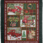 Take A Little Christmas With You Christmas Red Truck Fleece Blanket - Premium Sherpa Blanket - Woven Blanket, White, Cozy Plush Fleece Blanket - 50x60