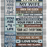 To My Wife I Wish I Could Turn Back the Clock I Find You Sooner and Love You Fleece - Premium Sherpa Blanket, White, Cozy Plush Fleece Blanket - 50x60