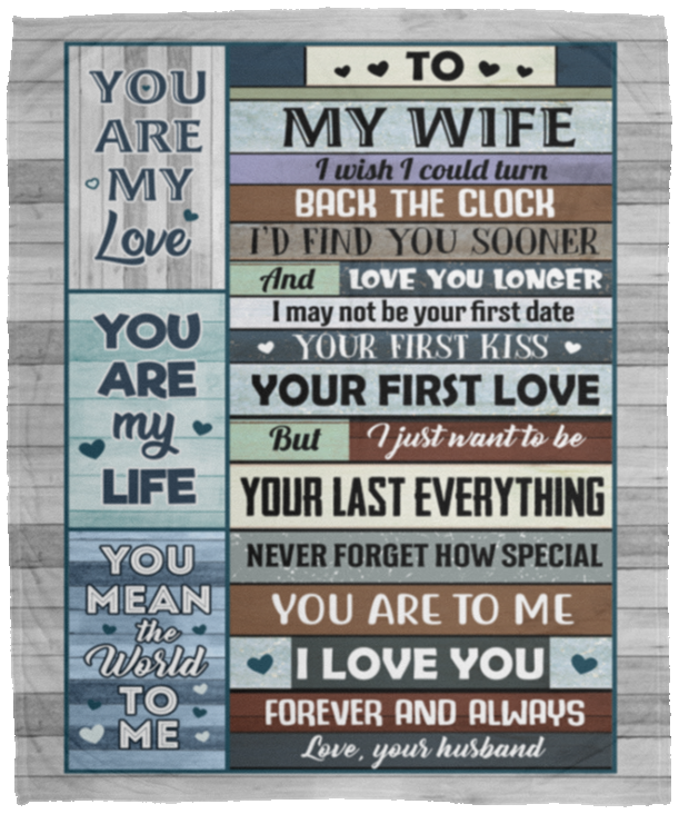 To My Wife I Wish I Could Turn Back the Clock I Find You Sooner and Love You Fleece - Premium Sherpa Blanket, White, Cozy Plush Fleece Blanket - 50x60