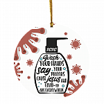 Funny Hand Sanitizer Wash Your Hand 2020 Christmas Flat Holiday Circle Ornament, White, Circle Ornament