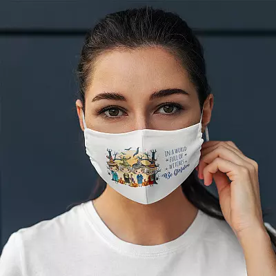Alternative view of In a Full World of Witches Be Golden Funny Halloween Golden Girls Washable Reusable Custom Printed Cloth Face Mask Cover