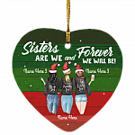 Personalized Sister Are We and Forever We Will Be Sister Christmas Flat Holiday Heart Ornament, White, Heart Ornament