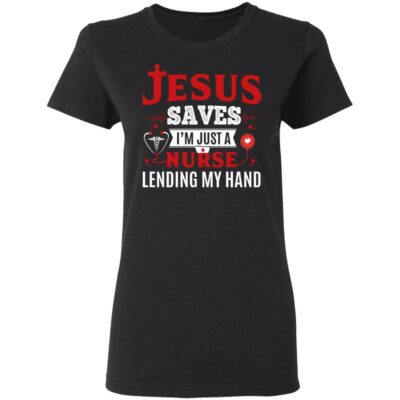Jesus Saves I'm Just A Nurse Lending My Hand Ladies T-Shirt - Premium Ladies Triblend Dolman Sleeve Shirt, Black, Ladies T-Shirt