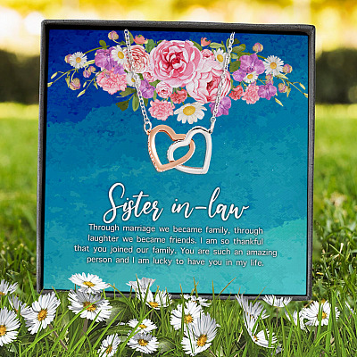 Sister In-law Gift Interlocking Hearts Pendant Necklace