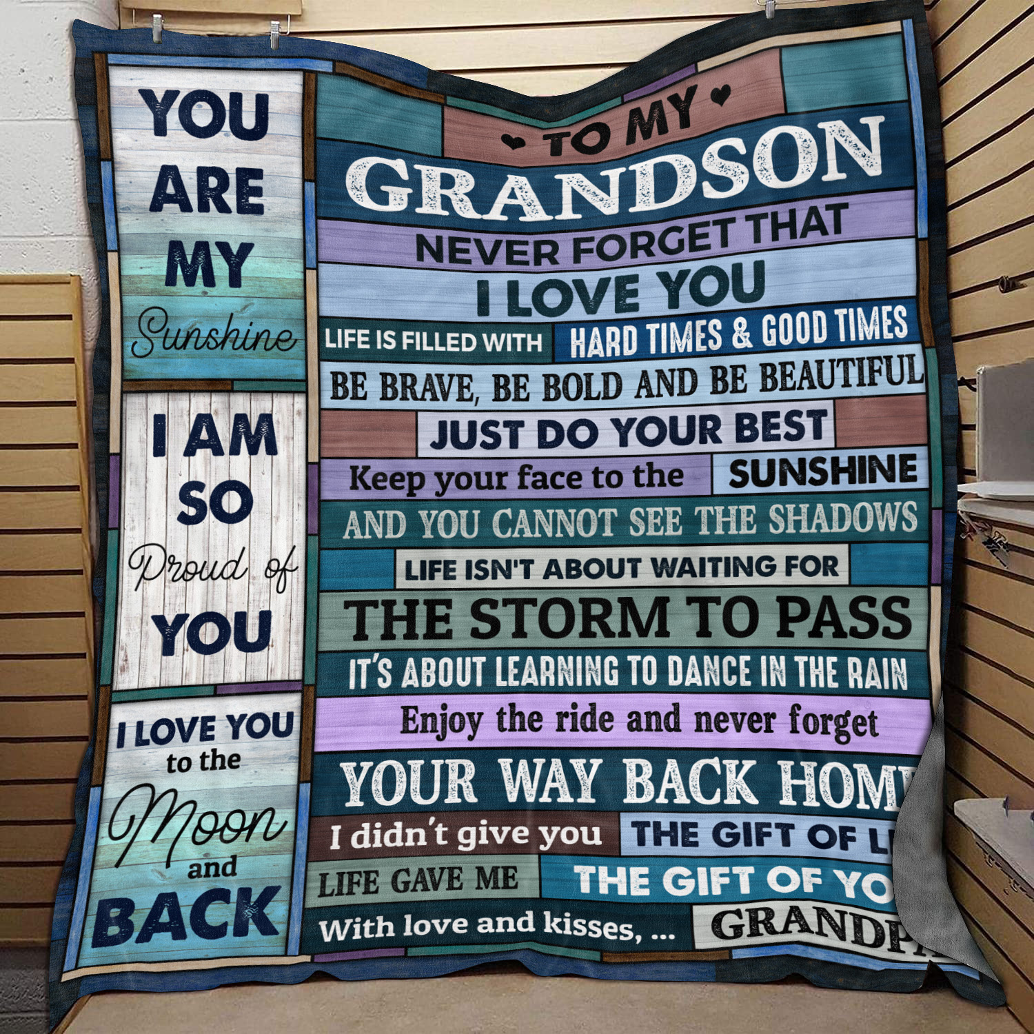 3O. To My Granddaughter Vintage - grandson grandpa Blanket Mockup 9