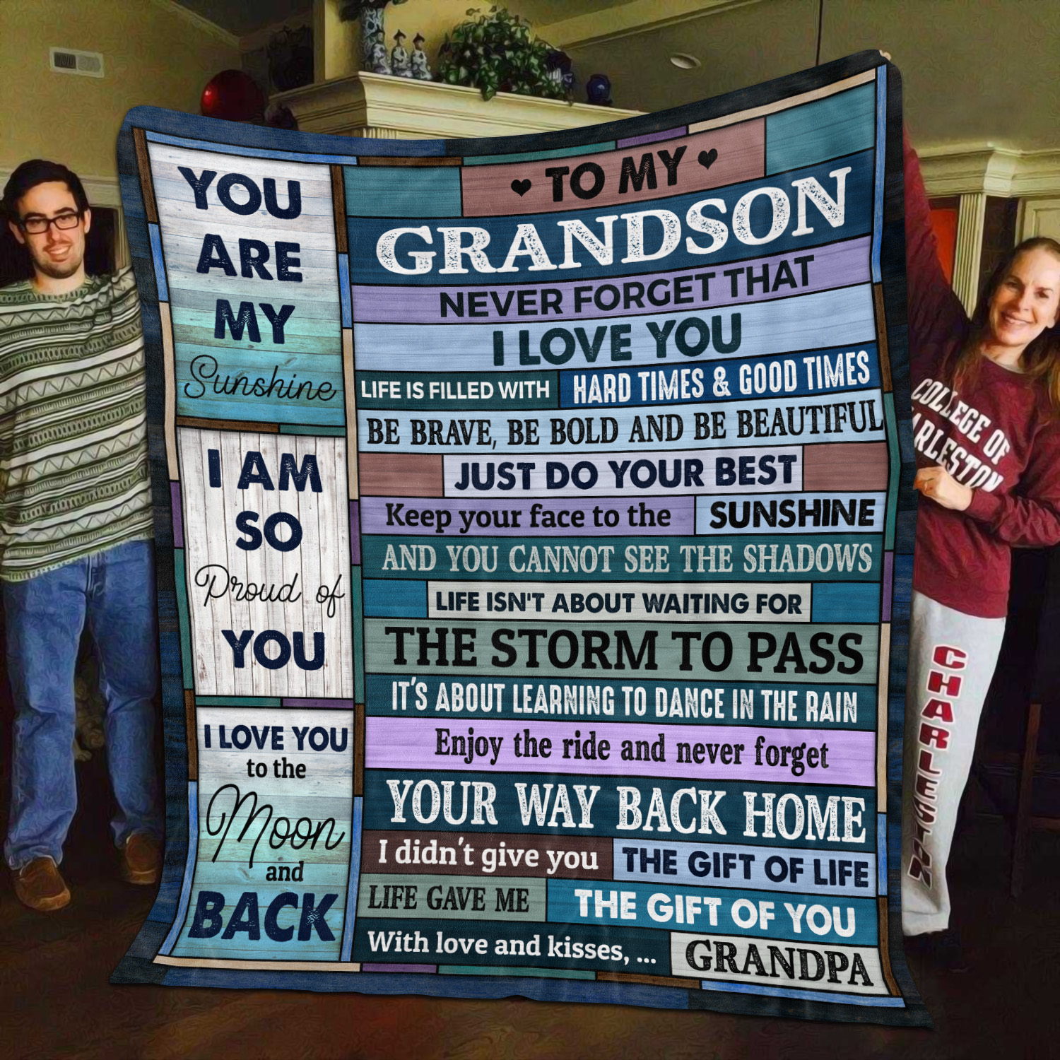 3O. To My Granddaughter Vintage - grandson grandpa Blanket Mockup 11