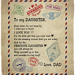 Gift to My Daughter from Dad Even When I Am Not Close by Fleece Blanket - Mink Sherpa Blanket - Woven Blanket, White, Cozy Plush Fleece Blanket - 50x60