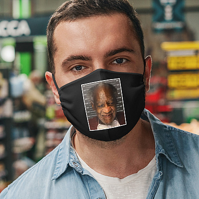 Alternative view of Bill Cosby New Mugshot - Bill Cosby Smiles Washable Reusable Custom Printed Cloth Face Mask Cover
