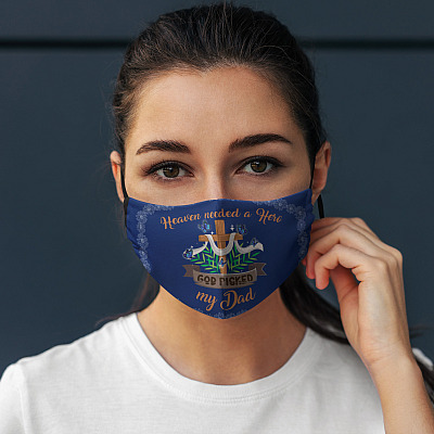 Alternative view of Heaven Needed A Hero God Picked My Dad Washable Reusable Custom Printed Cloth Face Mask Cover