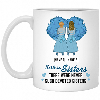 Personalized White Christmas Sisters Sisters There Were Never Such Devoted Sisters Ceramic Coffee Mug, White, 11 oz. White Mug