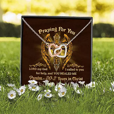 Praying For You Lord My God I Called To You For Help Psalm 30 2 Joined Interlocking Hearts Pendant Necklace