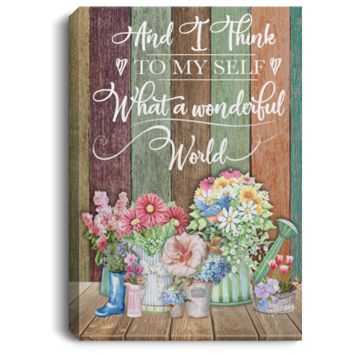Inspirational Wall Art And I Think to Myself What A Wonderful World Canvas CubeBik