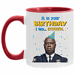 It Is You Birthday I Am Ecstatic Accent Mug - Funny Birthday Mug - Funny Gift For Birthday, White/Red, 11 oz. Accent Mug