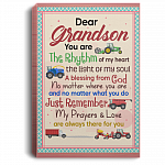 Dear Grandson The Rhythm Of My Heart The Light Construction Trucks Framed Canvas Prints - Unframed Poster, White, 0.75'' Framed Canvas