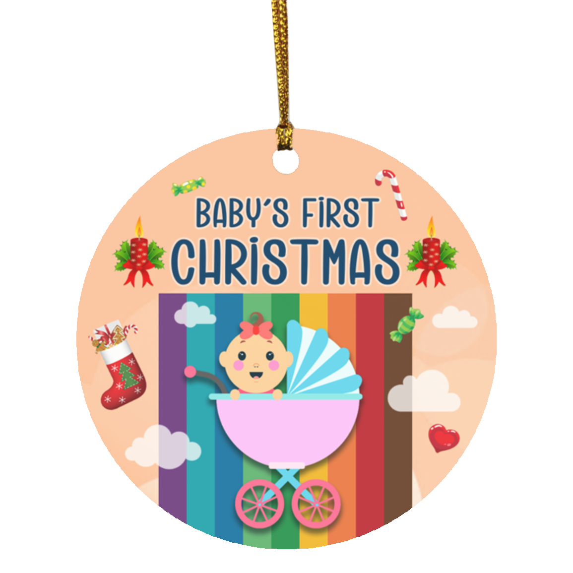 Baby's First Christmas 2020 Christmas Ornament Keepsake - Holiday Flat Circle Ornament, White, Circle Ornament