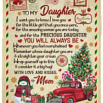 To My Daughter Christmas Letter Blanket, White, Cozy Plush Fleece Blanket - 30x40
