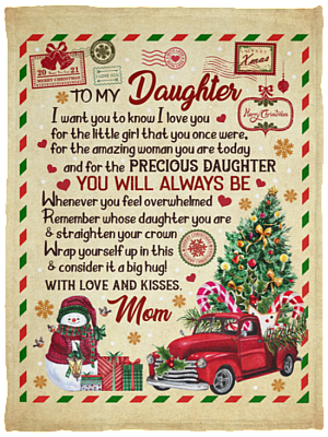To My Daughter Christmas Letter Blanket, White, Cozy Plush Fleece Blanket - 30x40