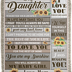 Mom To My Daughter Wherever Your Journey In Life May Take You Vintage Fleece Blanket - Mink Blanket, White, Cozy Plush Fleece Blanket - 50x60