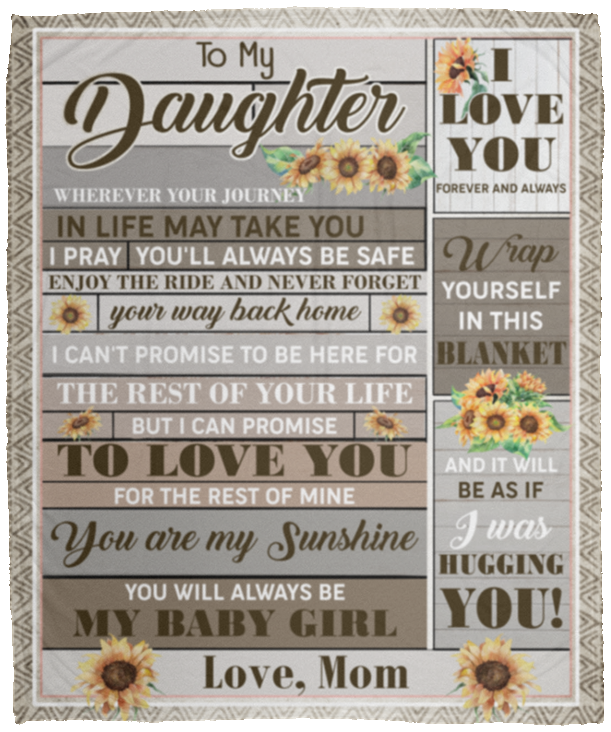 Mom To My Daughter Wherever Your Journey In Life May Take You Vintage Fleece Blanket - Mink Blanket, White, Cozy Plush Fleece Blanket - 50x60
