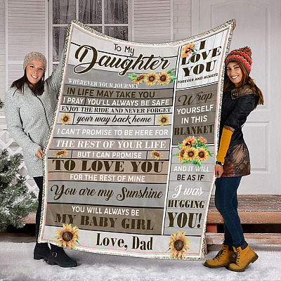 Alternative view of Dad To My Daughter Wherever Your Journey In Life May Take You Vintage Fleece Blanket - Mink Blanket