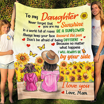Alternative view of Sunflower From Mom To My Daughter Never Forget That You Are My Sunshine I Love You Love Mom Fleece Blanket