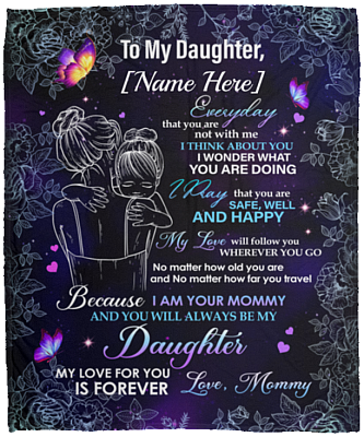 Personalized To My Daughter Everyday That You Are Not With Me Fleece Blanket - Premium Sherpa Blanket, White, Cozy Plush Fleece Blanket - 50x60