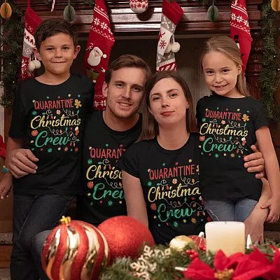 Alternative view of Quarantine Christmas Crew Youth Shirt - Pandemic Christmas Youth Shirt - Christmas 2020 Youth Shirt