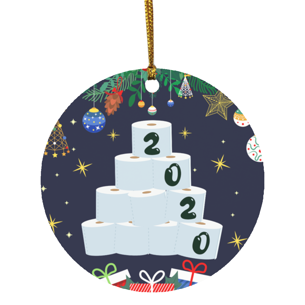 Funny Christmas 2020 Co-Vi19 Decorative Christmas Ornament - Holiday Flat Circle Ornament, White, Circle Ornament