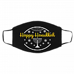 Happy Hanukkah Jewish Holidays 2020 Washable Reusable Custom - Printed Cloth Face Mask Cover, Black, Cloth Face Cover – Medium/Large