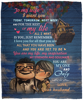 Letter To My Wife from Husband I Want You Today Tomorrow Fleece Blanket - Mink Sherpa Blanket - Woven Blanket, White, Cozy Plush Fleece Blanket - 50x60
