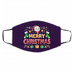 Merry Christmas Washable Reusable Custom Printed Cloth Face Mask Cover - Quarantine Christmas 2020 Face Mask, White, Cloth Face Cover – Medium/Large