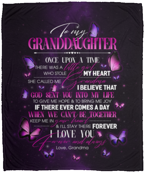 Grandma To My Granddaughter Once Upon A Time There Was A Little Girl Who Stole My Heart Fleece Blanket – Mink Blanket, White, Cozy Plush Fleece Blanket - 50x60