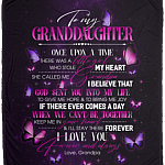 Grandpa To My Granddaughter Once Upon A Time There Was A Little Girl Who Stole My Heart Fleece Blanket – Mink Blanket, White, Cozy Plush Fleece Blanket - 50x60