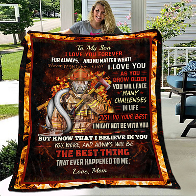 Alternative view of Mom To My Firefighter Son I Love You Forever For Always and No Matter What Fleece Blanket - Sherpa Blanket