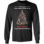 I Don't Care What Anyone Thinks Of Me Excepts Sharks Hoodie Sweatshirt - Funny Christmas Sharks Tree Shirt, Black, Long Sleeve
