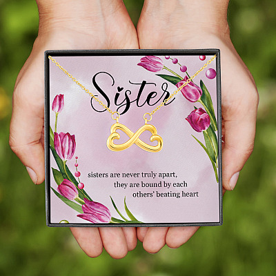 Sisters Forever Never Apart Always By Your Side Gift Infinity Heart Pendant Necklace