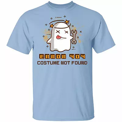 Error 404 Costume Not Found Halloween T-Shirt - Funny Halloween Ghost Shirt Gifts, Light Blue, Unisex T-Shirt