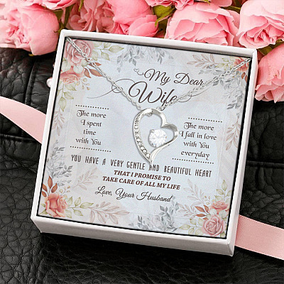 Alternative view of Husband To My Dear Wife The More I Spend Time With You the More I Fall In Love Forever Love Pendant Necklace