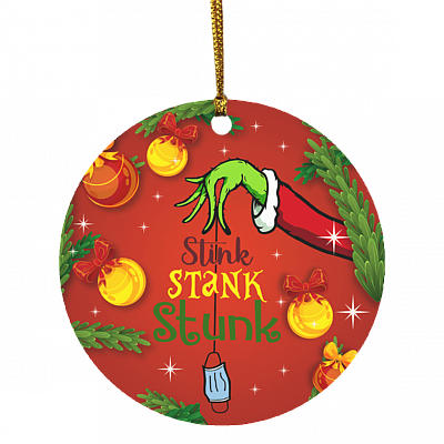 Grinch Hand Stink Stank Stunk Ornament, White, Circle Ornament