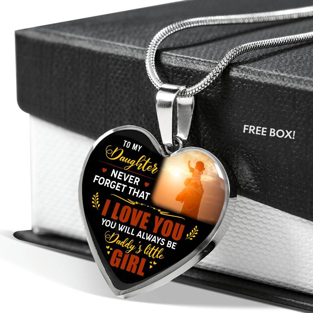 Dad To My Daughter Never Forget that I Love You You Will Always Be Daddy's Little Girl Heart Pendant Necklace - Heart Luxury Necklace (Silver) Dad To My Daughter Never Forget that I Love You You Will Always Be Daddy's Little Girl Heart Pendant Necklace - Heart Luxury Necklace (Silver)