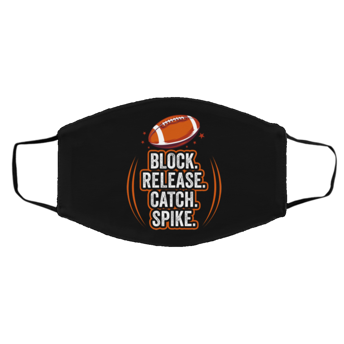Block Release Catch Football Spike Movements for Fan Washable Reusable Custom - Printed Cloth Face Mask Cover, Black, Cloth Face Cover – Medium/Large