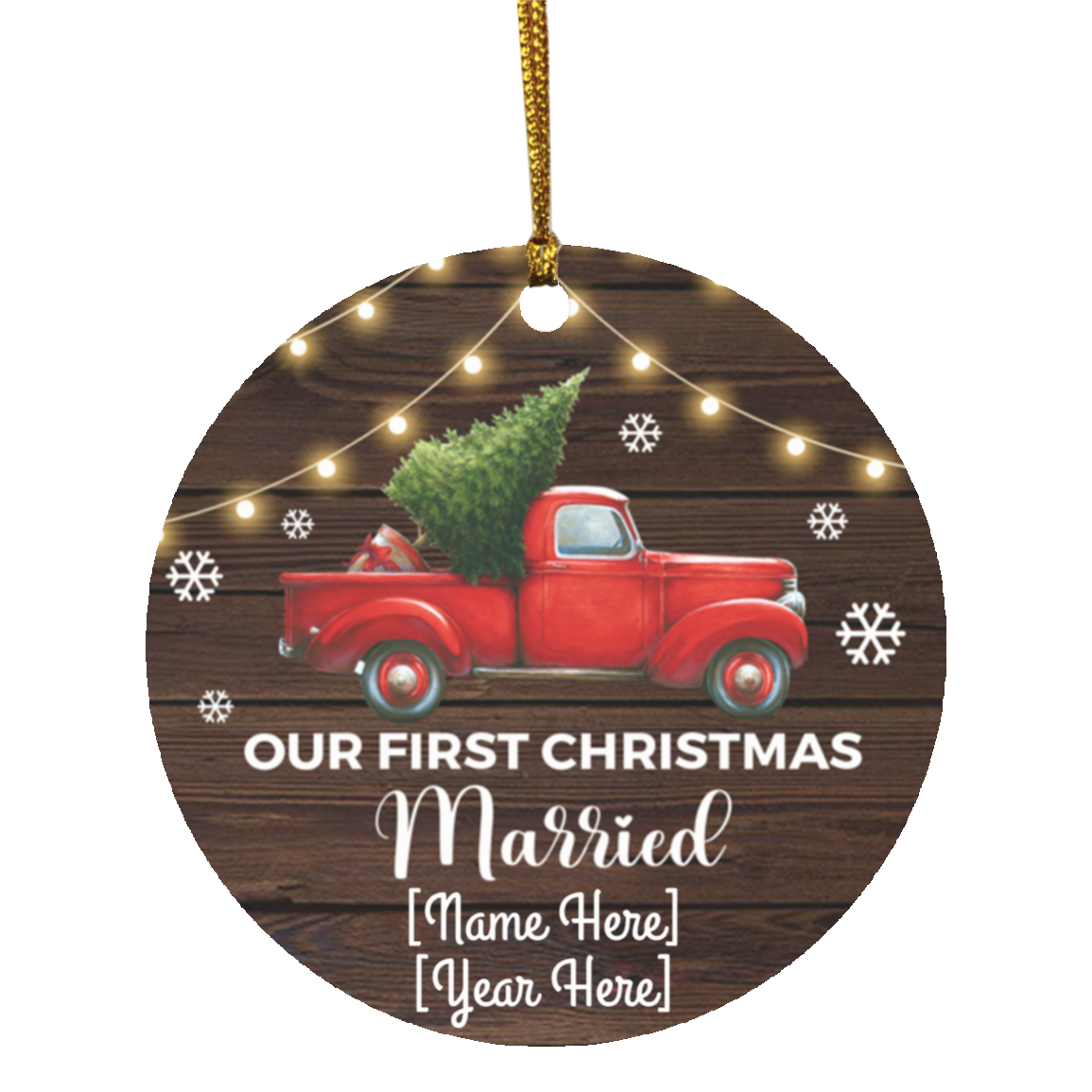 Personalized Our First Christmas Married 2020 Decorative Christmas Ornament - Holiday Flat Circle Ornament, White, Circle Ornament