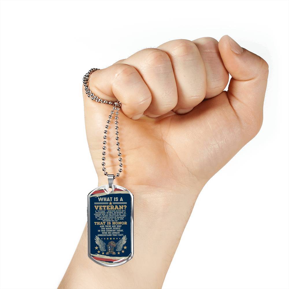What Is A Veteran Active Duty Discharged Retired Reserve That Is Honor Dog Tag Pendant Necklace - Dog Tag (Silver)