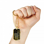 God Family Badass Veteran Dog Tag Pendant Necklace - US Veteran Gifts - Dog Tag (Gold Plated)
