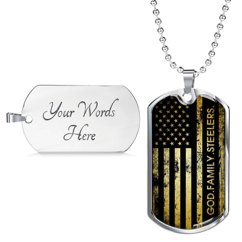 God Family Badass Veteran Dog Tag Pendant Necklace - US Veteran Gifts - Dog Tag (Silver)