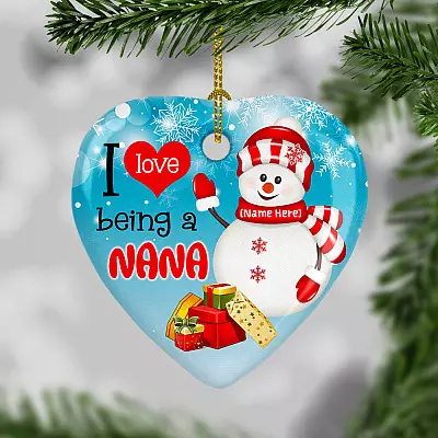 Alternative view of Personalized I Love I Being A Nana Grandmother Gift Christmas Flat Holiday Heart Ornament Keepsake